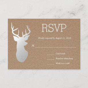 Rustic Kraft Paper Silver Antler Casamento RSVP