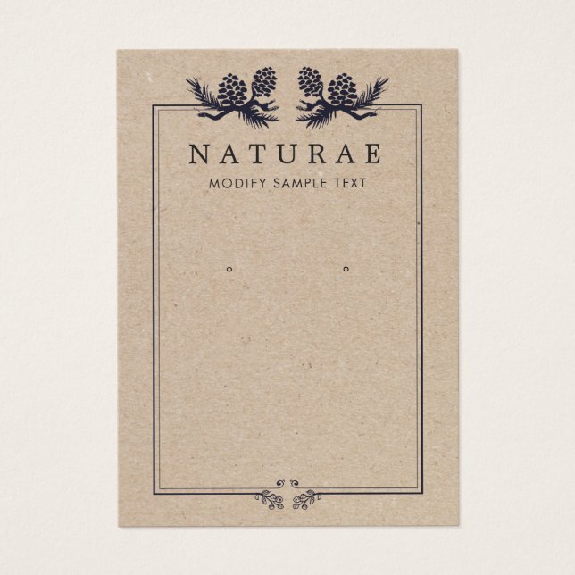 Rustic Kraft Pine Cones Ouvindo Jewelry Display (Frente)