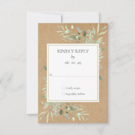Rustic Kraft Watercolor Greenery RSVP