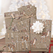Rustic Kraft Winter Baby Doer Reindeer Snowflakes