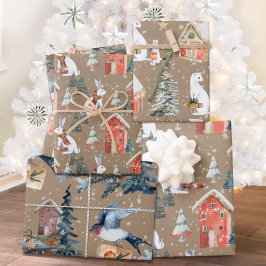 Rustic Kraft Winter Holiday Gift-Giving Animais