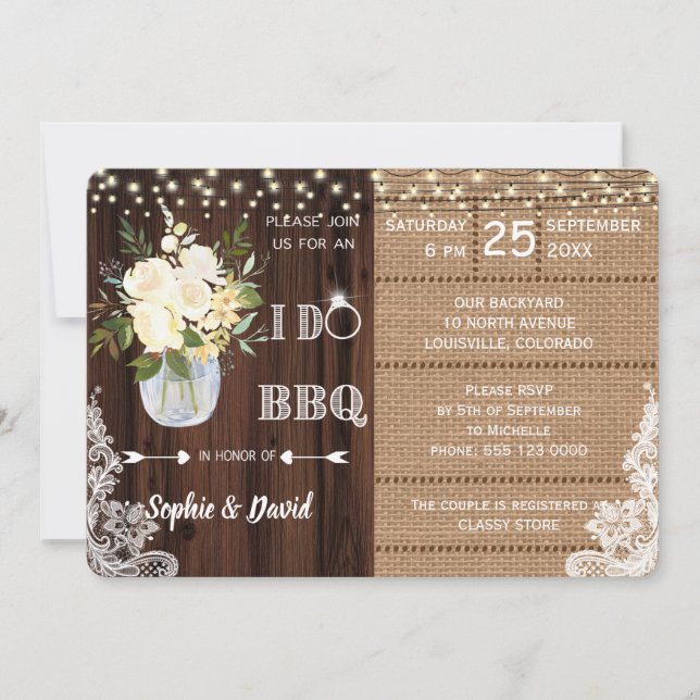 Rustic Lace Floral Burlap Barn I FAZ CHURRASCO (Frente)