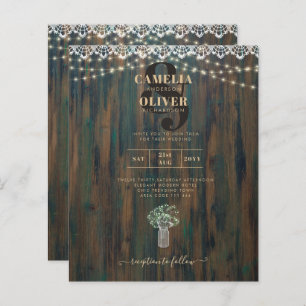 Rustic Lace Gypsophila Luzes Mason Jar Weding