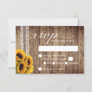 Rustic Lace & Twine Country Sunflower Weding RSVP