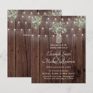 Rustic Lights Mason Jars Gypsophila Orçamento Cas