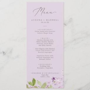 Rustic Lilac   Menu de Janto de Casamento Lavanda