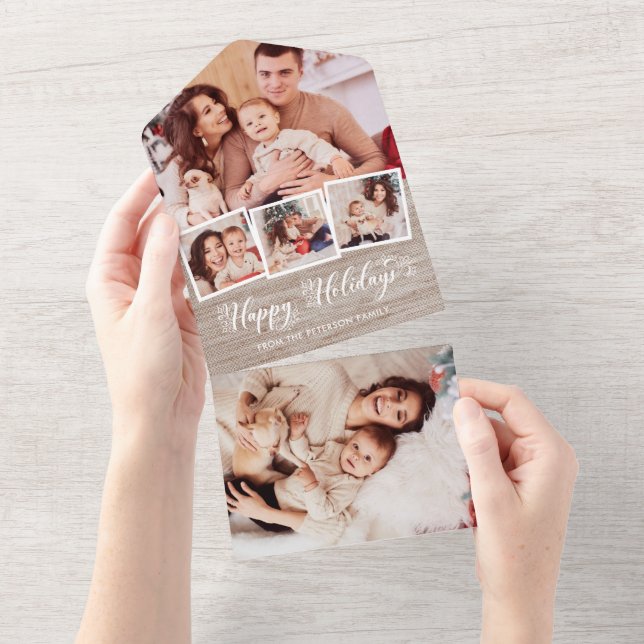 Rustic Linen & Happy Holidays Script Multifofotogr (Tearaway)