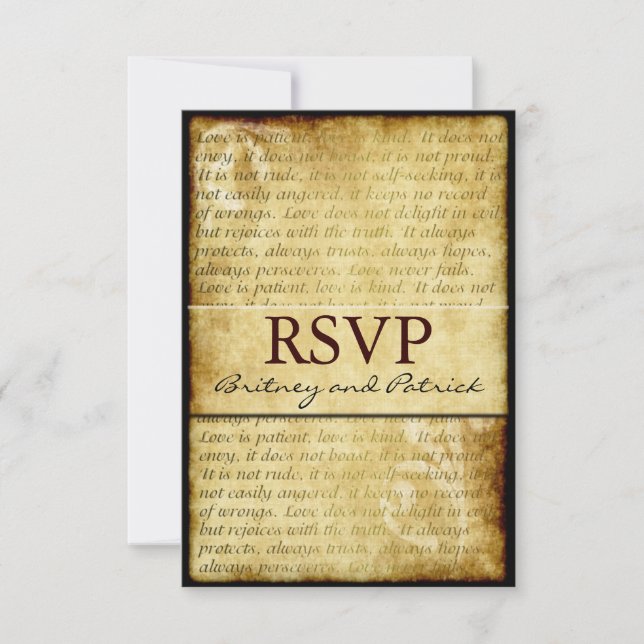 Rustic Love é Patient Casamento vintage RSVP Cards (Frente)