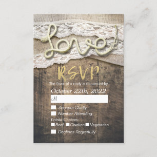 Rustic Love Rope Burlap Lace Casamento RSVP Respos