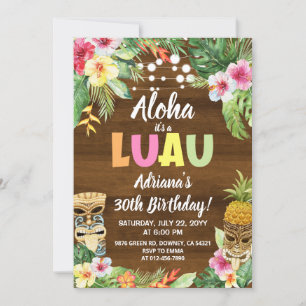 Rustic LUAU Tropical Aloha Convite de Aniversário