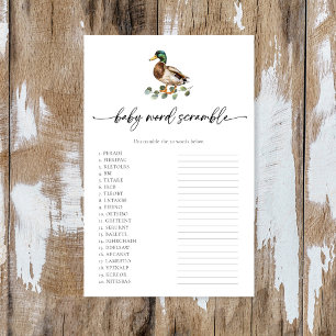 Rustic Mallard Duck Chá de fraldas Baby Word Scram