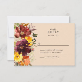 Rustic Marsala Burnt Orange Fall Wreath RSVP Card