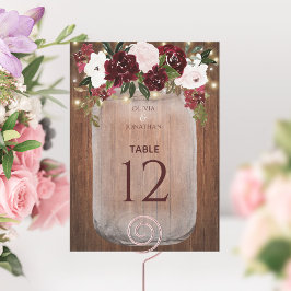 Rustic Mason Jar Floral Large WedTable Number