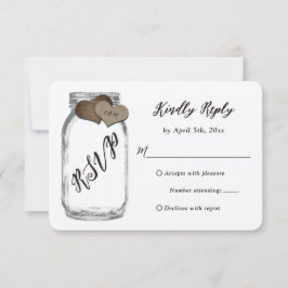Rustic Mason Jar Kraft Paper Weding RSVP