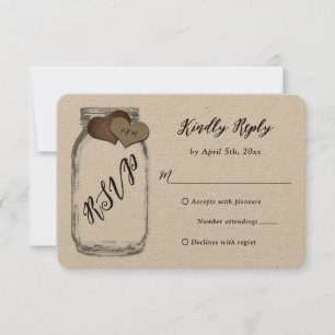 Rustic Mason Jar Kraft Paper Weding RSVP