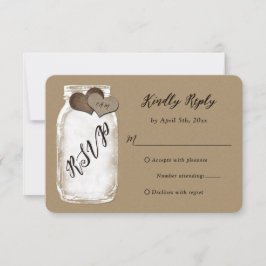 Rustic Mason Jar Kraft Paper Weding RSVP