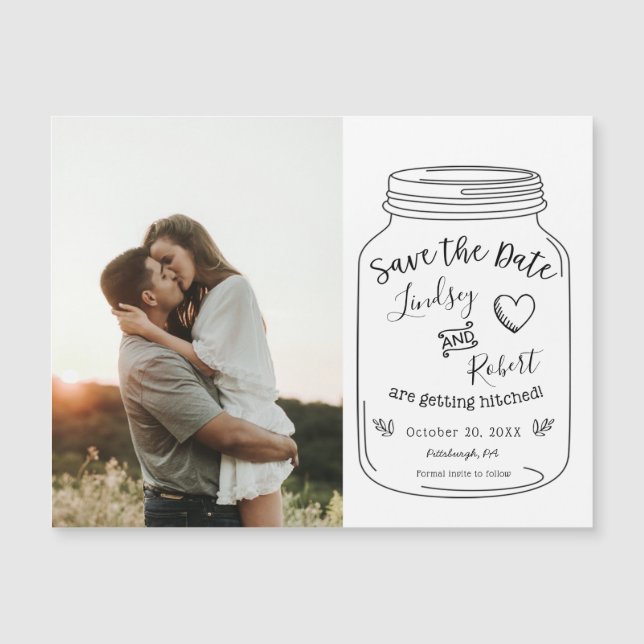Rustic Mason Jar Salve a Data com Foto (Frente)