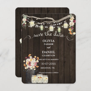 Rustic Mason Jar String Luzes Aquarela Flores