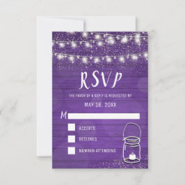 Rustic Mason Jar String Luzes Violet Wedking RSVP
