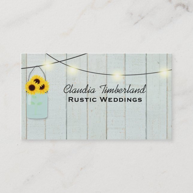 Rustic Mason Jar Wedding Planner Cartão de visita (Frente)