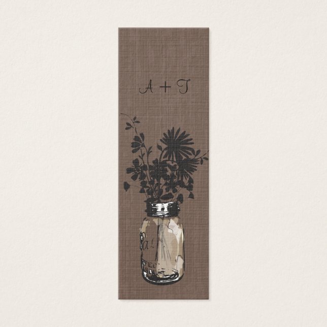 Rustic Mason Jar & Wildflower Tag Favor (Frente)