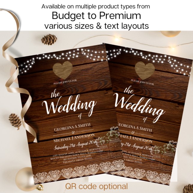 Rustic Mason Jars Lights Lace Gypsophilia WEDDING (Criador carregado)