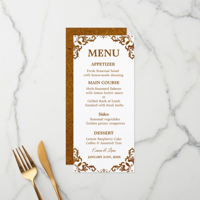 Rustic Mexican Wedding Menu Card (Frente/Verso In Situ)