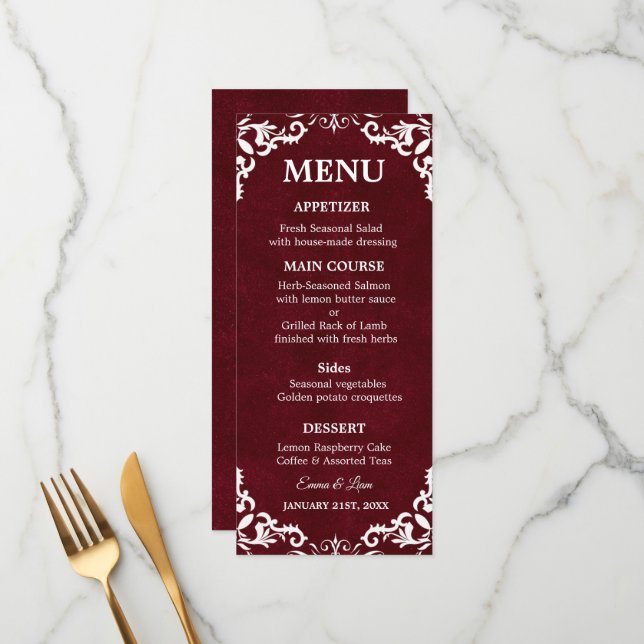 Rustic Mexican Wedding Menu Card (Frente/Verso In Situ)