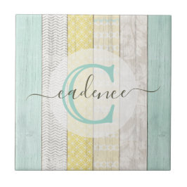 Rustic Mint & Yellow Boho Geo Modern Personalizado