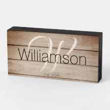 Rustic Modern Family Name Farmhouse Monograma Wood