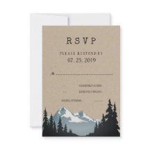 Rustic Mountain Woodland Forest Casamento RSVP