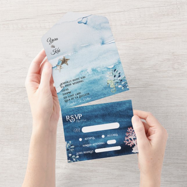 Rustic Ocean Song Request RSVP Wedding (Aba destacável)
