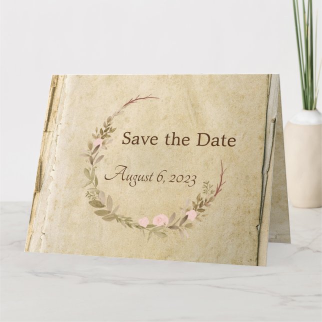 Rustic Old Paper Salve o cartão de data (Frente)