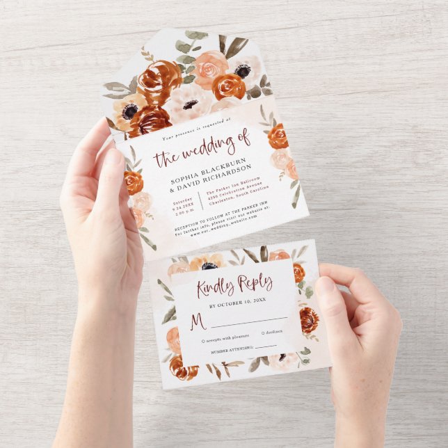 Rustic Orange Boho | Casamento branco de aquarela (Aba destacável)