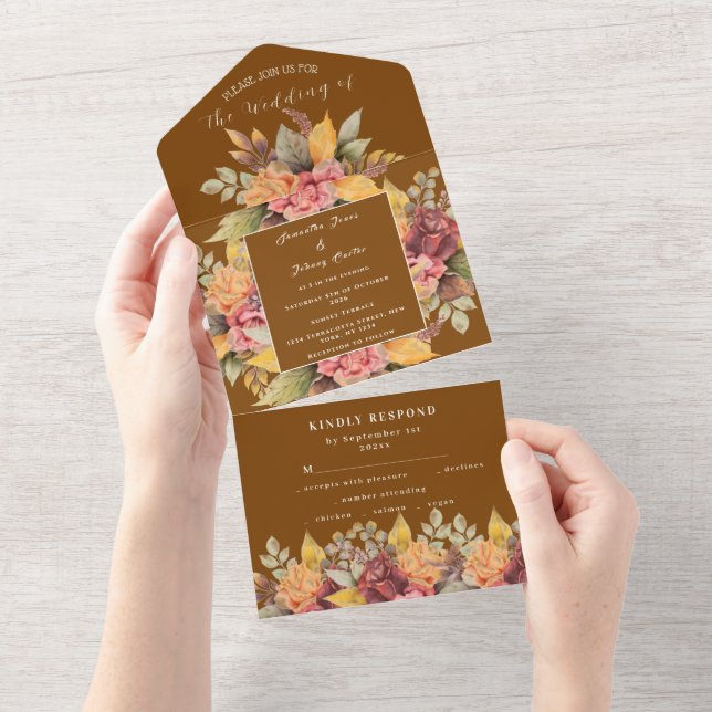 Rustic Orange Terracotta Fall Boho Weding RSVP (Aba destacável)