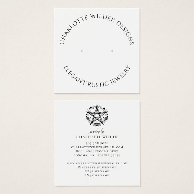 Rustic Pagan Wiccan Pentacle Jewelry Earring (Frente & Verso)