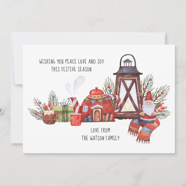 Rustic Peace Love Joy Foto de Natal Personalizada (Frente)