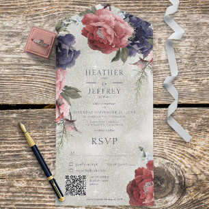 Rustic Pink & Blue Peonies Sage Green Code