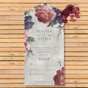 Rustic Pink & Blue Peonies Sage Green No Janta