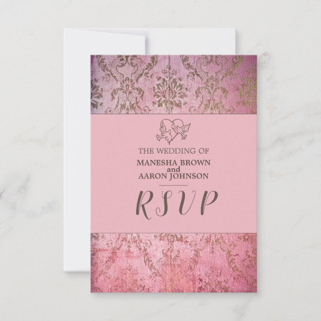 RUSTIC PINK - Cartão RSVP de Casamento (Frente)