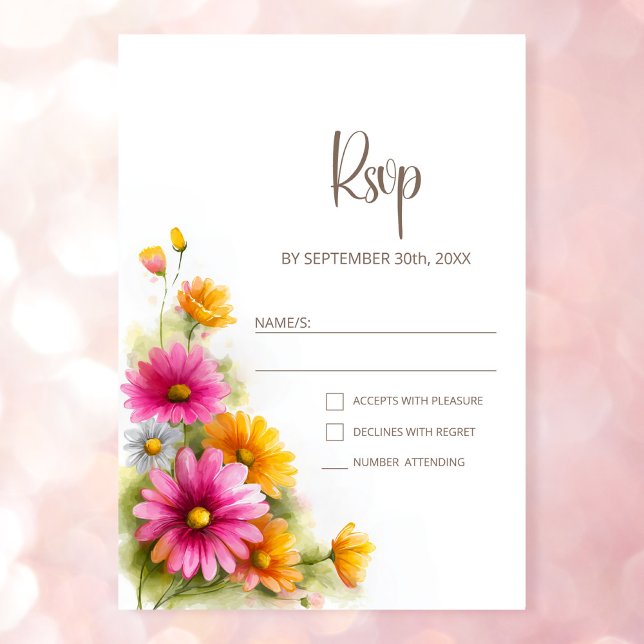 Rustic Pink Orange Floral Wedding RSVP (Criador carregado)