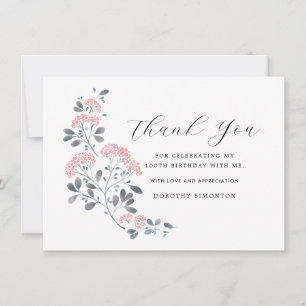 Rustic Pink Wildflower 100º Aniversário Obrigado