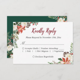 Rustic Poinsettia Ivory Floral Holiday Season RSVP