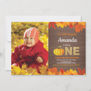Rustic Pumpkin Fall Birthday Convite Dourado