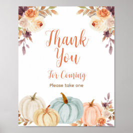 Rustic Pumpkin Floral Obrigado por vir Poster