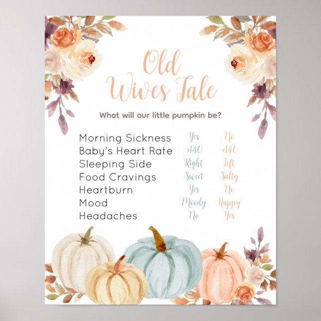 Rustic Pumpkin Floral Old Wives Tales Poster (Frente)