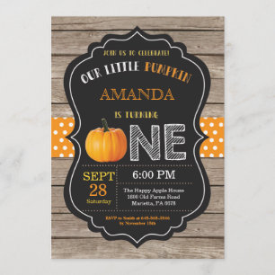 Rustic Pumpkin Primeiro Convite de Aniversário Lar