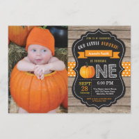 Rustic Pumpkin Primeiro Convite de Aniversário Lar
