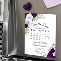 Rustic Purple Floral Salva o Magnet do Calendário 