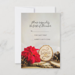 Rustic Red Poinsettia Woodland Casamento RSVP